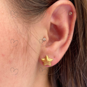 Brinco Estrela Dupla Fosca Ouro 18k