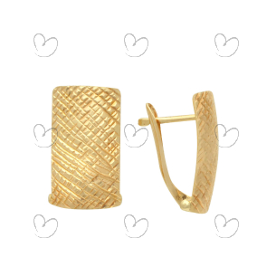 Brinco Chapa Reta 8mm Diamantado Ouro 18k