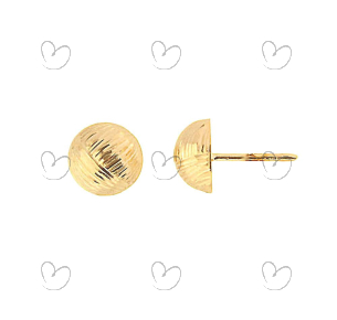 Brinco Meia Bola 9mm Diamantada Ouro 18k