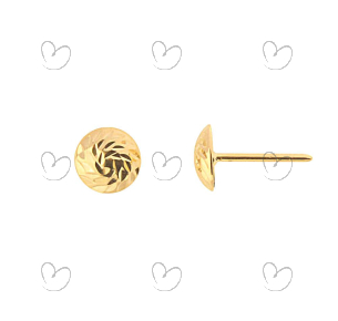Brinco Côncavo Redondo Diamantado 7mm Ouro 18k