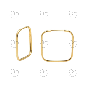 Brinco Argola Quadrado 1,5cm x 1,5cm Fino Ouro 18k