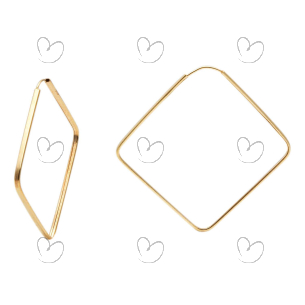 Brinco Argola Quadrado 3cm x 3cm Ouro 18k