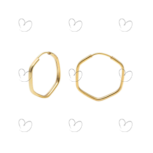 Brinco Argola Sextavo 1.2cm x 1.2cm Ouro 18k