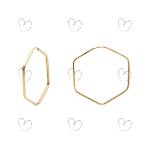 Brinco Argola Sextavo 2.1cm x 2.1cm Ouro 18k