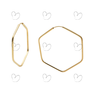 Brinco Argola Sextavo 2.9cm x 2.9cm Grosso Ouro 18k