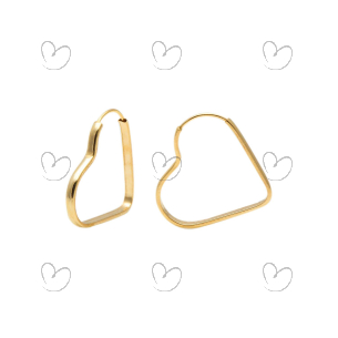 Brinco Argola Coração 1,3cm x 1,3cm Ouro 18k