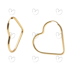 Brinco Argola Coração 2cm. Ouro 18k