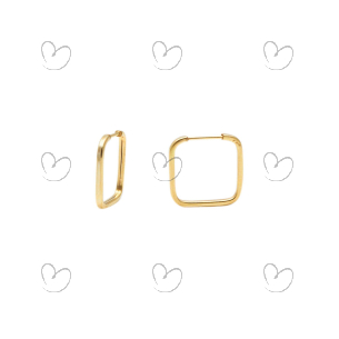 Brinco Argola Quadrada 1.5cm x 1.5cm Ouro 18k