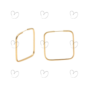 Brinco Argola Quadrado 2 x 2cm Ouro 18k