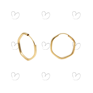 Brinco Argola Sextavo 1.8cm x 1.8cm Fino Ouro 18k