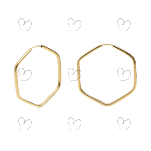 Brinco Argola Sextavo 2.3cm x 2.3cm Ouro 18k