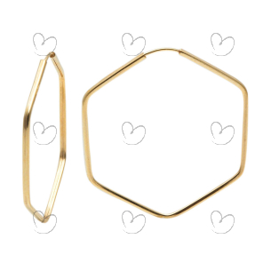 Brinco Argola Sextavo 2.8cm x 2.8cm Ouro 18k