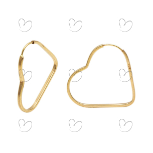 Brinco Argola de Coração Torcido 1.95cm Ouro 18k