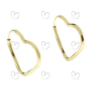 Brinco Argola Torcida Coração 2.2cm x 2.2cm Ouro 18k