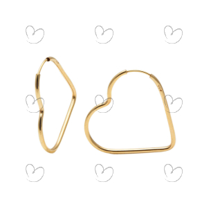 Brinco Argola Coração 2.4cm x 2.4cm Ouro 18k