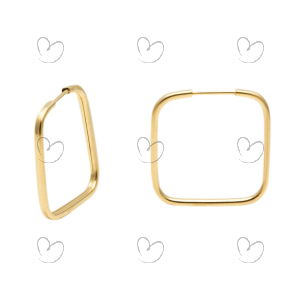 Brinco Argola Quadrada Fininho 2cm Ouro 18k