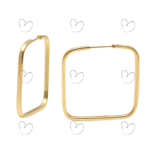 Brinco Argola Quadrado 2cm x 2cm Ouro 18k