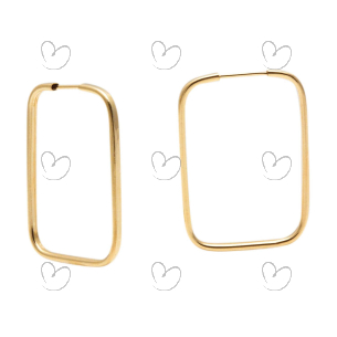 Brinco Argola Retangular 1,8cm x 2,6cm Ouro 18k