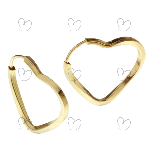 Brinco Argola Coração Torcido 1.8 cm Ouro 18k