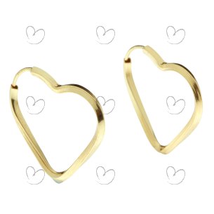 Brinco Argola Coração Torcido 1.8cm Ouro 18k