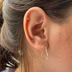 Brinco Argola Coração 2cm x 2.5cm Ouro 18k