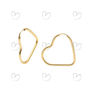 Brinco Argola Coração 2cm x 2.5cm Ouro 18k
