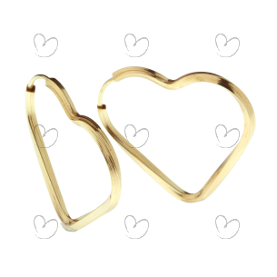 Brinco Argola Coração Torcido 2.3cm Ouro 18k