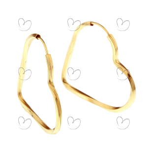 Brinco Argola Coração Torcida 2,7cm Ouro 18k