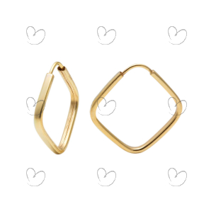Brinco Argola Quadrada 1.6cm x 1.6cm Ouro 18k