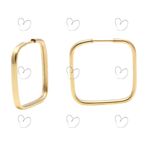Brinco Argola Quadrado 15mm x 15mm Ouro 18k
