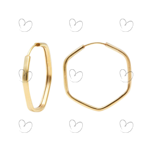 Brinco Argola Sextavo 1.9cm x 1.9cm Ouro 18k