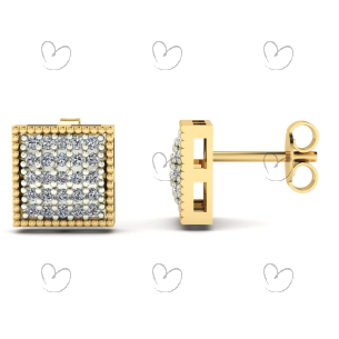 Brinco Chuveiro Quadrado com Zircônias Ouro 18k