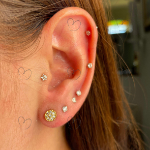 Brinco Chuveiro Redondo com Ródio Branco Ouro 18k