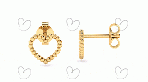 Brinco Coração de Bolinha Ouro 18k