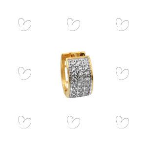 Brinco Masculino Argola Quadrada Pavê 1 Unidade Ouro 18k
