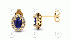 Brinco Oval Fileira Ouro 18k