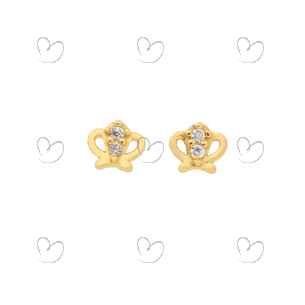 Brinco Baby Coroa Branca Ouro 18k
