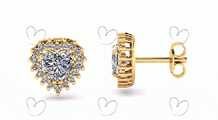 Brinco Chuveiro Coração Ouro 18k