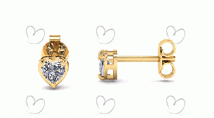 Brinco Solitário Coração Ouro 18k