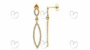 Brinco Navete Cravejado Ouro 18k