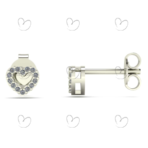 Brinco Coração Galeria com Diamante Ouro Branco 18k
