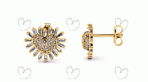 Brinco Pizza Coração Ouro 18k