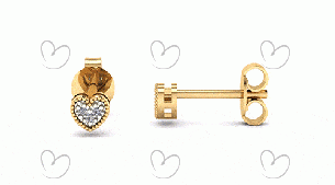 Brinco Chuveiro Coração com Diamante Ouro 18k
