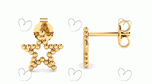 Brinco Estrela Bolinha Ouro 18k