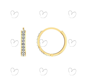 Brinco Argola Fileira Unica Grande Cravejada Ouro 18k