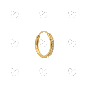 Brinco Masculino Argola Fileira Unica Cravejada 1 Unidade Ouro 18k