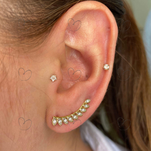 Brinco Ear cuff Exclusivo com Diamantes Ouro 18k