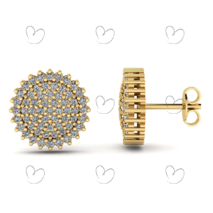 Brinco Chuveiro Miolo Redondo com Pedras de Zircônia Ouro 18k