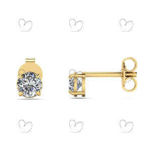 Brinco Solitário com Pedra Natural 4.5mm Ouro 18k