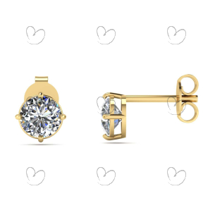 Brinco Solitário com Pedra de Zircônia 5.5mm Ouro 18k